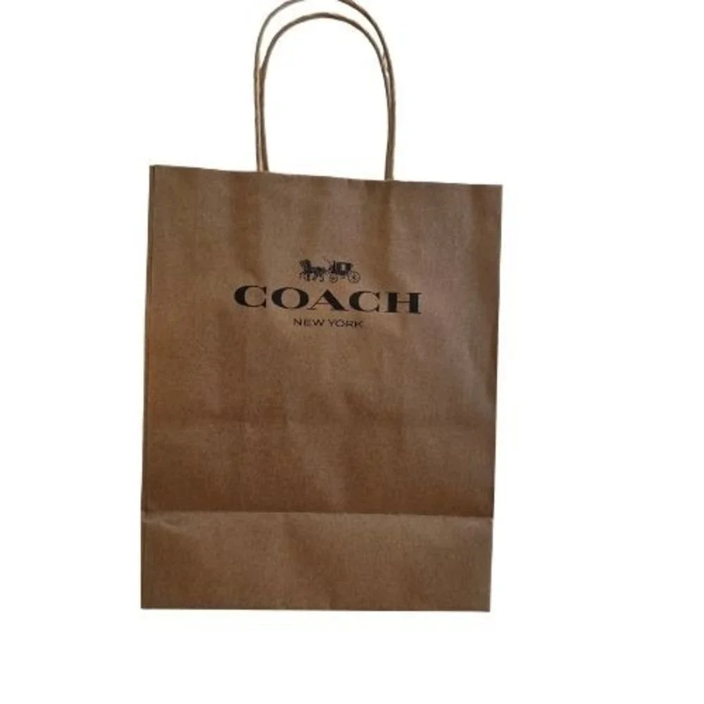 Coach New York Brown Kraft Paper Shopping Bag Medium Horse & Carriage Logo Gift